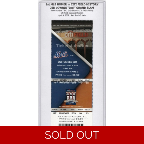 1st HOME RUN in CITI FIELD HISTORY GRAND SLAM 2009 Mets Red Sox 4/4 Full Ticket
